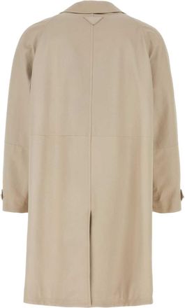 Prada Mens Nappa Leather Coat Beige Lambskin