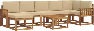 vidaXL Conjunto De Sof&aacute;s De Exterior 8 Uds. Natural Y Beige Vidaxl