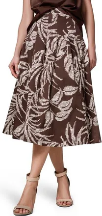 DKNY Tropical Print Pleated A-Line Skirt in Canyon Multi at Nordstrom, Size 12