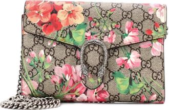 Gucci Dionysus Chain Wallet Blooms Print GG Coated Canvas Small crossbody bag - Bruin