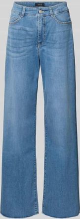 Marc Cain Wide Fit Jeans mit Fransen und Eingrifftaschen in Hellblau Melange, Gr&ouml;&szlig;e 34