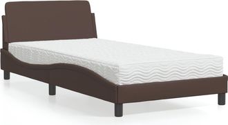 vidaXL Cama Con Colch&oacute;n Cuero Sint&eacute;tico Marr&oacute;n 100x200 Cm Vidaxl