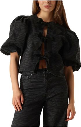 Co'Couture Zebra Bow Blouse - Dames - Blouses - Grijs - L - Overhemden