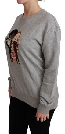 Dolce & Gabbana Womens dgfamily Embroidered Cotton Sweatshirt Gray Sweatshirts
