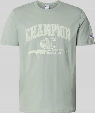 Champion T-Shirt mit Label-Print und Rundhalsausschnitt in Gruen, Gr&ouml;&szlig;e XXL