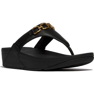 FitFlop Lulu Square-Chain TP Sandal in Black at Nordstrom, Size 9