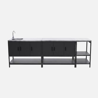 Sweeek Cocina Exterior 3 M&oacute;dulos Acero Inoxidable
