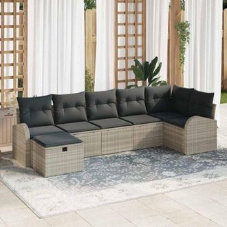 vidaXL Vidaxl - Conjunto De Sof&aacute; De Jard&iacute;n 7 Pcs Gris Claro 289 X 124 X 85 Cm
