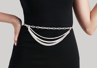 Judith Leiber Triple Chain Belt in Silver Rhine at Nordstrom