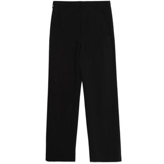 Ann Demeulemeester Wide Trousers, male, Black, Size: L Black Buttoned Trousers with Pockets