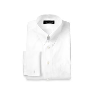Paul Fredrick Slim Fit Non-iron Cotton Pinpoint Snap Tab Collar French Cuff Dress Shirt in White at Nordstrom, Size 15.5 - 33