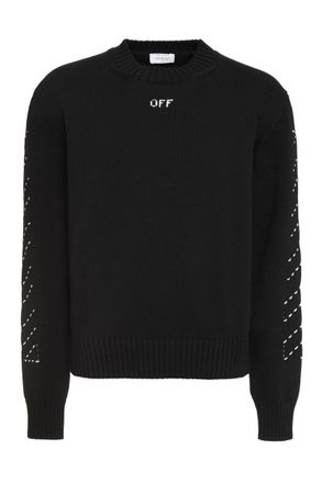 Off-white Cotton Crew-Neck Sweater