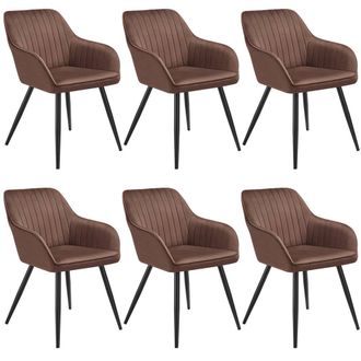TecTake Dining Chair Marilyn Set Of 6 - Brown/Black in Brown | Size: 6 Pack