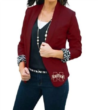 Gameday Couture Mississippi State University Ikat Logo Blazer In Red