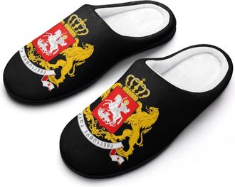 Generic Coat of Arms of Georgia Funny Mens Cotton Slippers Soft Non-Slip Rubber Sole House Slipper Indoor Outdoor