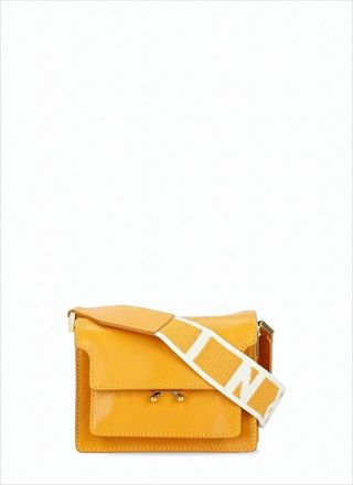 Marni Structured Smooth Leather Shoulder Bag With Scalloped Flap