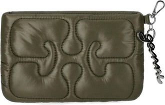 Ganni Quilted Re-Tech Pouch - Dames - Portefeuilles - Groen - ONE Size - Accessoires