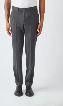 Pantaloni Torino Straight Fit Pleated Wool Blend Tailored Trousers with Offset Closure