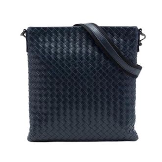 Bottega Veneta Pre-owned Woven Nappa Crossbody Bag - Dames - Pre-owned - Blauw - Maat: ONE Size Leer