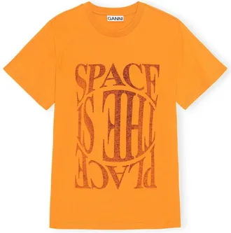 Ganni Orange Space Tee - Size XXS Cotton