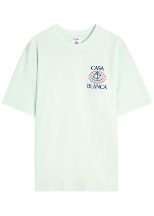 Casablanca Casablanca Celestial Pyramid Printed Cotton T-shirt - Blue Light - XL