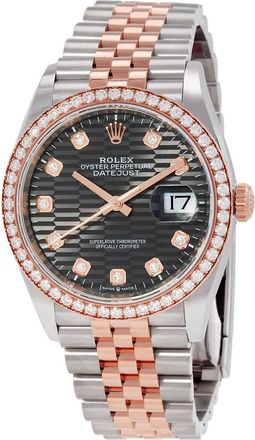 Rolex Datejust 36 Slate Fluted Motif Diamond Dial Automatic Mens Steel and 18kt Everose Gold Jubilee Watch M126281rbr-0029