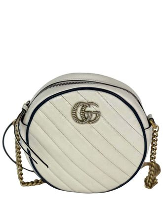 Gucci White Matelasse Leather GG Azalea Round Shoulder Bag (Authentic Pre-Loved)