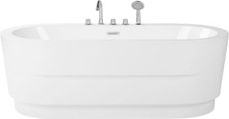 Beliani Beliani - Ba&ntilde;era Independiente Blanca De Acr&iacute;lico Sanitario Ovalado Individual 170 X 80 Cm Dise&ntilde;o Moderno Con Grifo Empresa