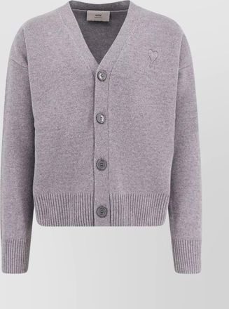 Ami wool and cashmere v-neck fine-knit cardigan