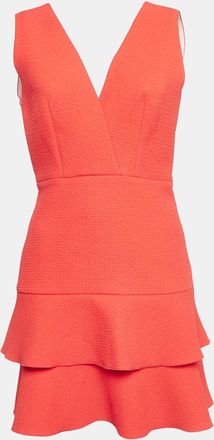 Sandro Orange Textured Jersey Tiered Mini Dress