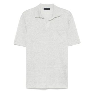 Sease Polo Shirts, male, Gray, Size: XL Linen/Cotton Polo Shirt, Made in Italy