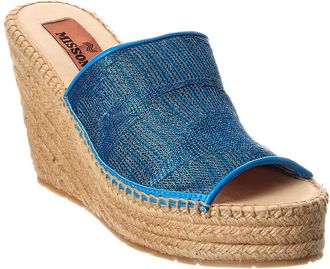 Missoni Leather-Trim Wedge Sandal