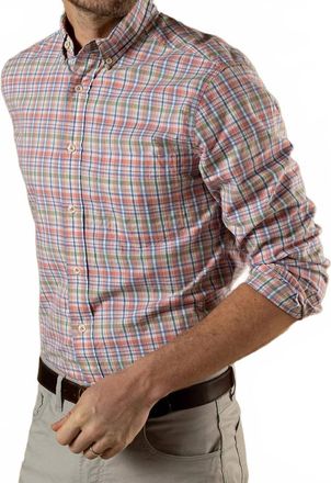 Duck Head Long Sleeve Cotton Twill Sport Shirt In Rosewood