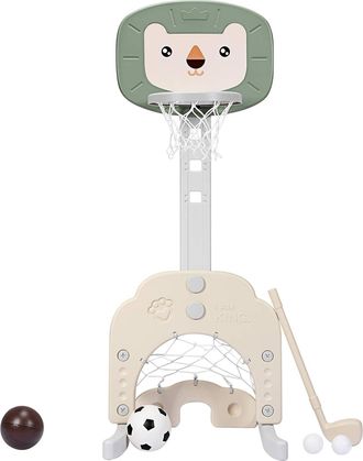 Costway Costway Canasta De Baloncesto Para Ni&ntilde;o Altura Ajustable Con Porter&iacute;a De F&uacute;tbol Y Golf Juguete Para Interior Y Exterior