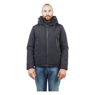 People of Shibuya Zwarte gewatteerde sportieve jas met capuchon - Heren - Winterjassen - Zwart - 2XL - Jassen