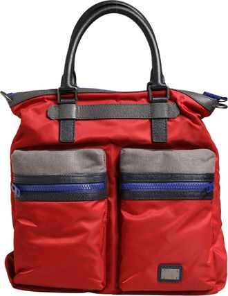 Dolce & Gabbana Red Nylon Multiple Compartments Tote Shoulder Borse Mens Bag