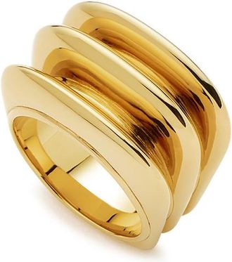 Missoma Hera Dome Triple Ridge 18kt Gold-plated Ring - N (UK N / US 6.75)