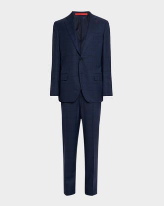 Isaia Men & apos;s Wool Windowpane Plaid Two-Piece Suit