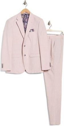Soul of London Two Button Linen Suit in Light Pink at Nordstrom Rack, Size 42