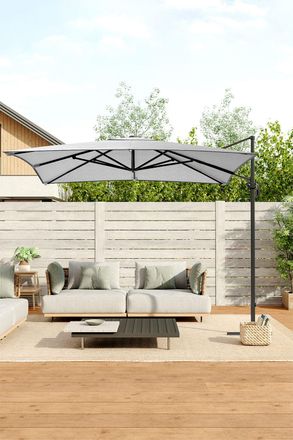 Living and Home 3m x 3m Square Cantilever Garden Parasol in Grey