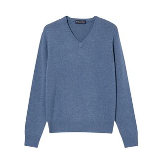 Brooks Brothers Wool-Cashmere V-Neck Jumper - male - Brooks Brothers - V-neck Knitwear - Blue - L - Knitwear