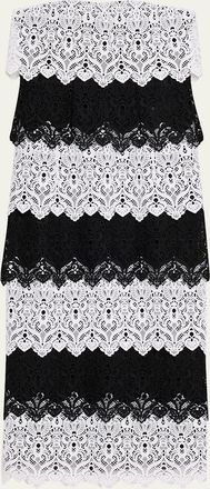 Carolina Herrera Lace-Trim Strapless Maxi Dress