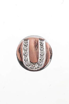 Spallanzani Sterling Silver Diamond Initial U Letter Magnetic Round Charm