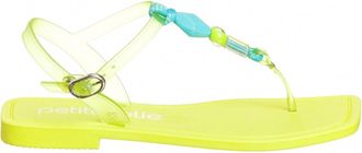 Petite Jolie Womens Scarlett Beaded T Strap Sandal In Neon Green