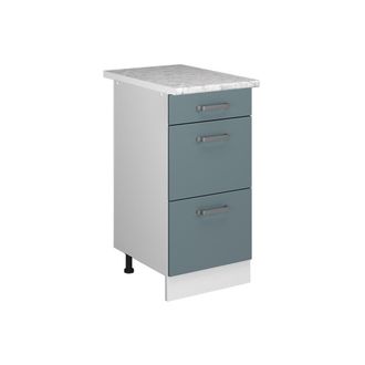 Vicco Mueble Bajo De Cocina R-line, Gris Azulado, 40 Cm Con Cajones Y Encimera
