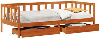 vidaXL Sof&aacute; Cama Con Cabecera 3 Pcs Marr&oacute;n Cera Madera De Pino Macizo Vidaxl