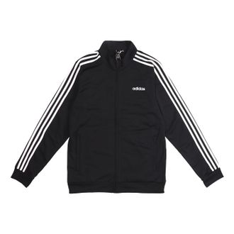 adidas Knit Stand Collar Loose Windproof Sports Logo Jacket Black DQ3070