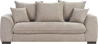 Miliboo Sof&aacute; Convertible De 3 Plazas En Tela Efecto Terciopelo Topo Con Colch&oacute;n De 12 Cm Armand