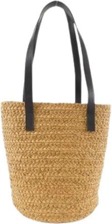 Saint Laurent Pre-owned Bucket Bags, female, Beige, Size: ONE SIZE Pre-owned Panier Raffia Bag
