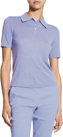 Theory Pointelle Wool Polo Sweater